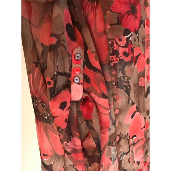 TANJAY FLORAL BUTTON UP COLLAR SIZE 14 BLOUSE - Picture 5 of 8